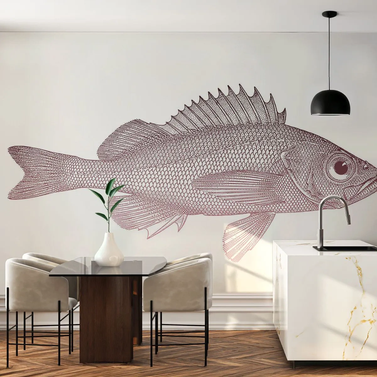 Photo Wallpaper Premium Sand - Big-eyed Fish - Fish, Underwater, Minimalistic - 100x70 cm