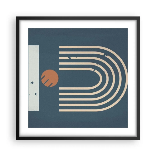 Poster in black frame - Geometry on Navy Blue - 50x50 cm