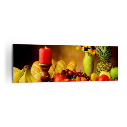 Canvas picture - Still Nature with Bread and Fruit - 160x50 cm