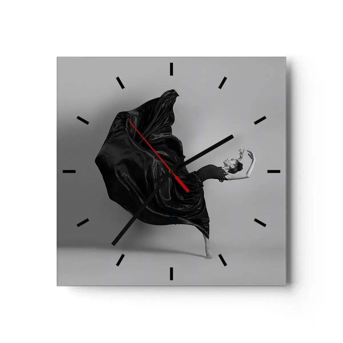 Wall clock - Clock on glass - On the Wings of Music - 30x30 cm