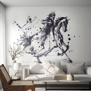 Custom Self-Adhesive Wallpaper Deluxe Sticker - Black Knight - Abstraction, Knight On Horseback, Knight's armor