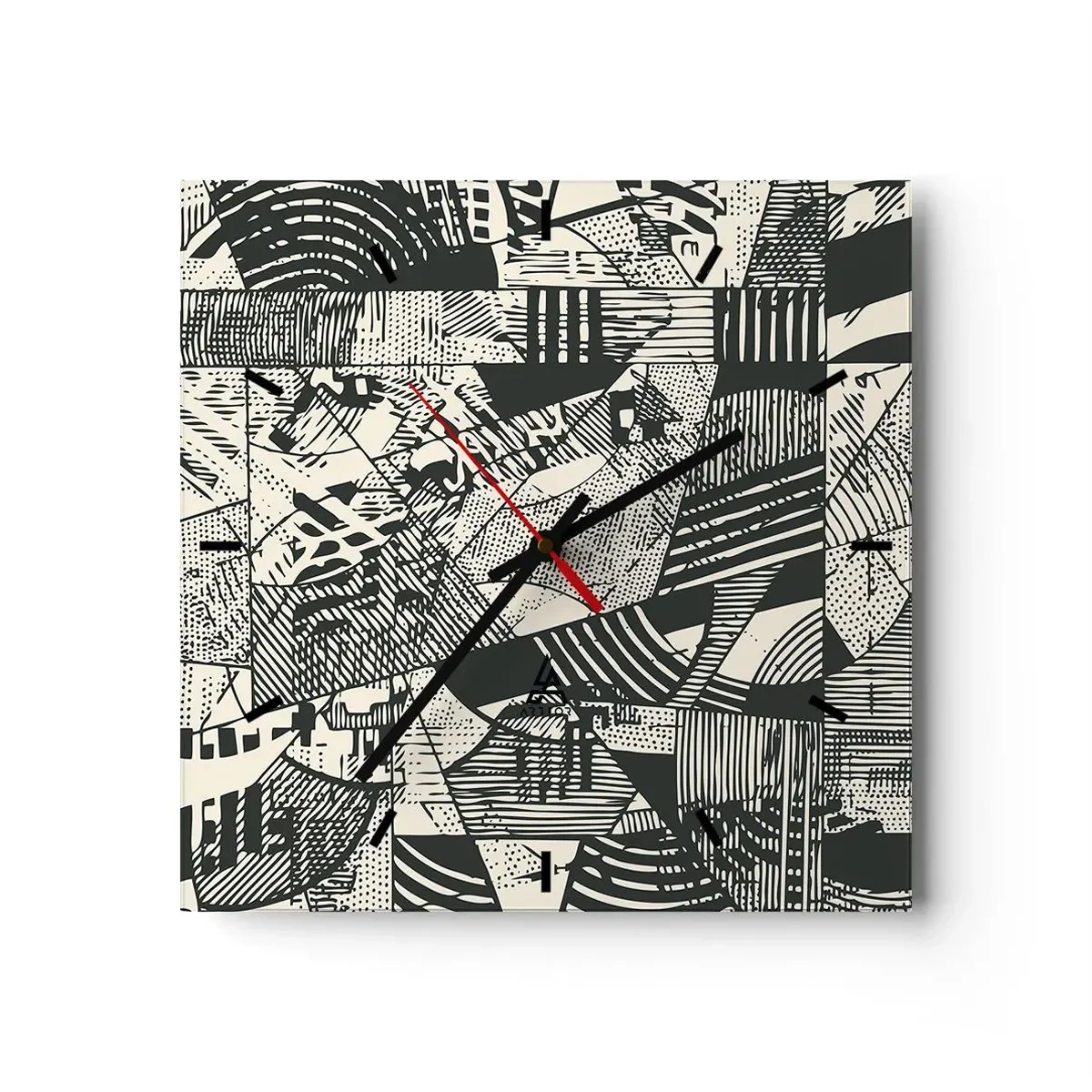 Wall clock - Clock on glass - Dynamics of Contemporaneity - 40x40 cm