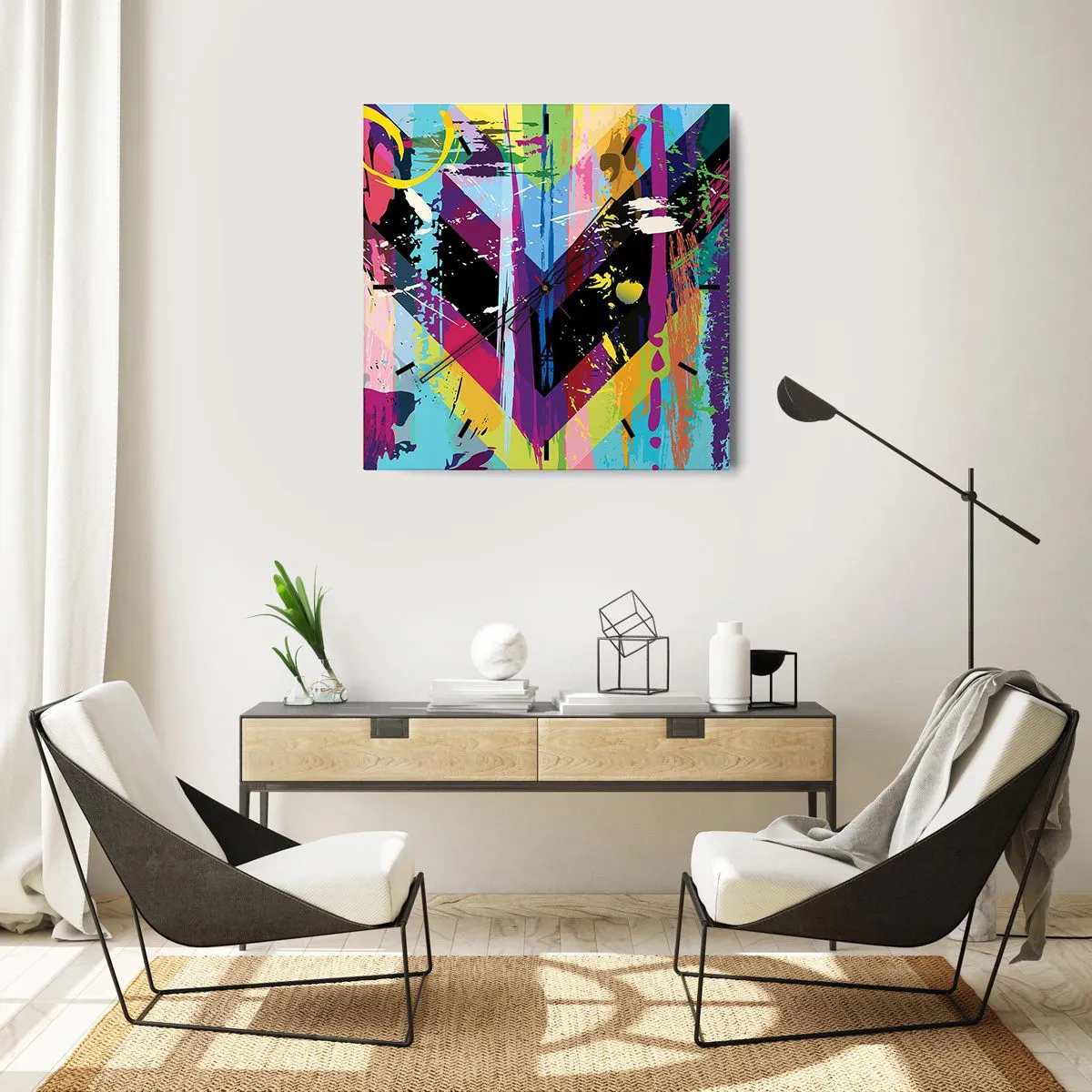 Wall clock - Clock on glass - From Top to Bottom - 30x30 cm