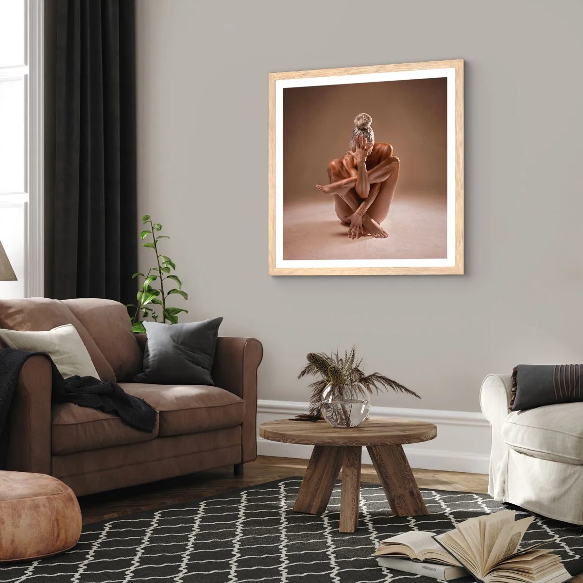 Poster in light oak frame - Unity of Body and Spirit - 40x40 cm