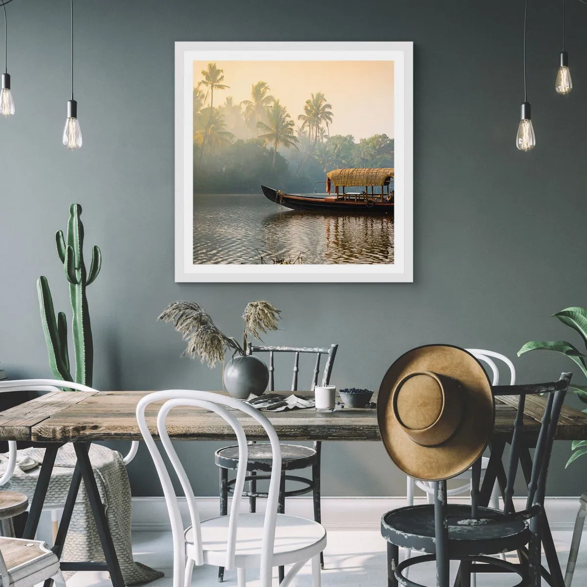 Poster in white frmae - House on the River - 30x30 cm