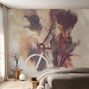 Self-Adhesive Photo Wallpaper Deluxe Sticker - Marble Sculpted Biker's Soul - Abstraction, Woman, Bicycle - 150x105 cm
