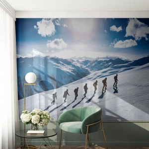 Photo Wallpaper Standard Eco - Team of Conquerors - Mountain Hike, Landscape, Alps - 300x210 cm