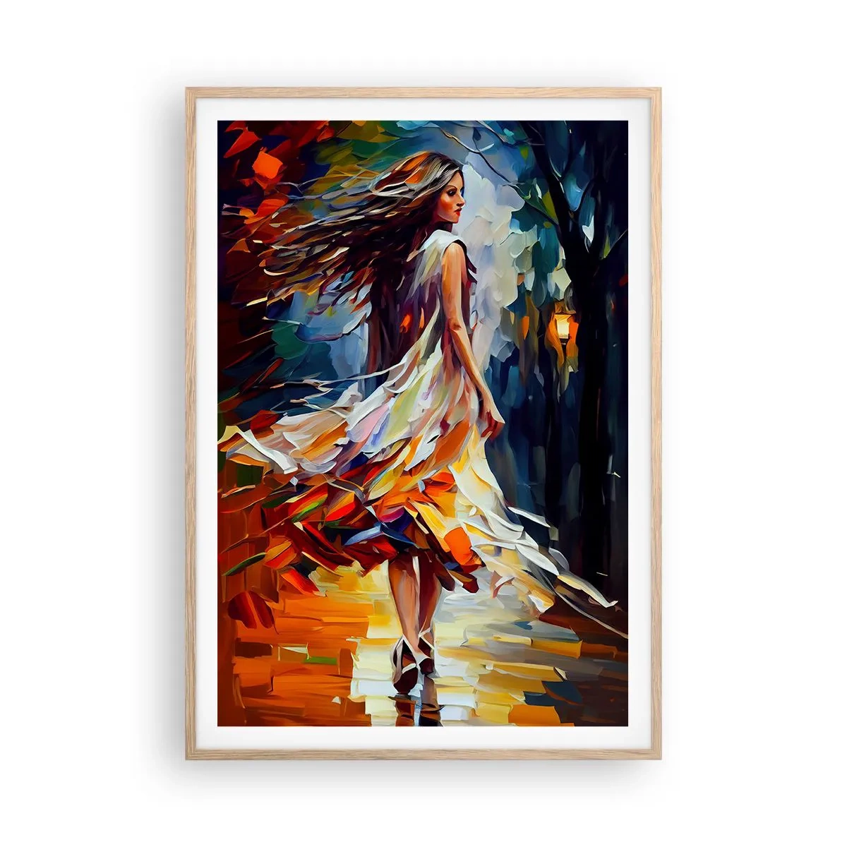 Poster in light oak frame - Autumn Girl - 70x100 cm