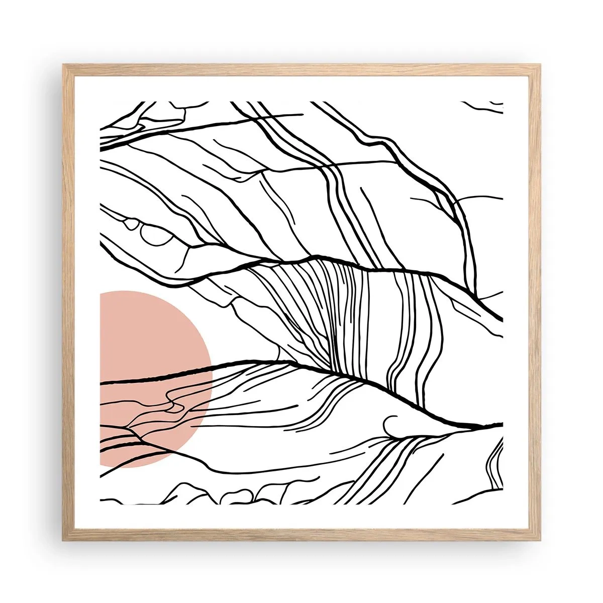 Poster in light oak frame - In a Web of Twigs - 60x60 cm