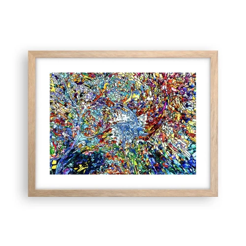 Poster in light oak frame - Stained Glass with Drops - 40x30 cm