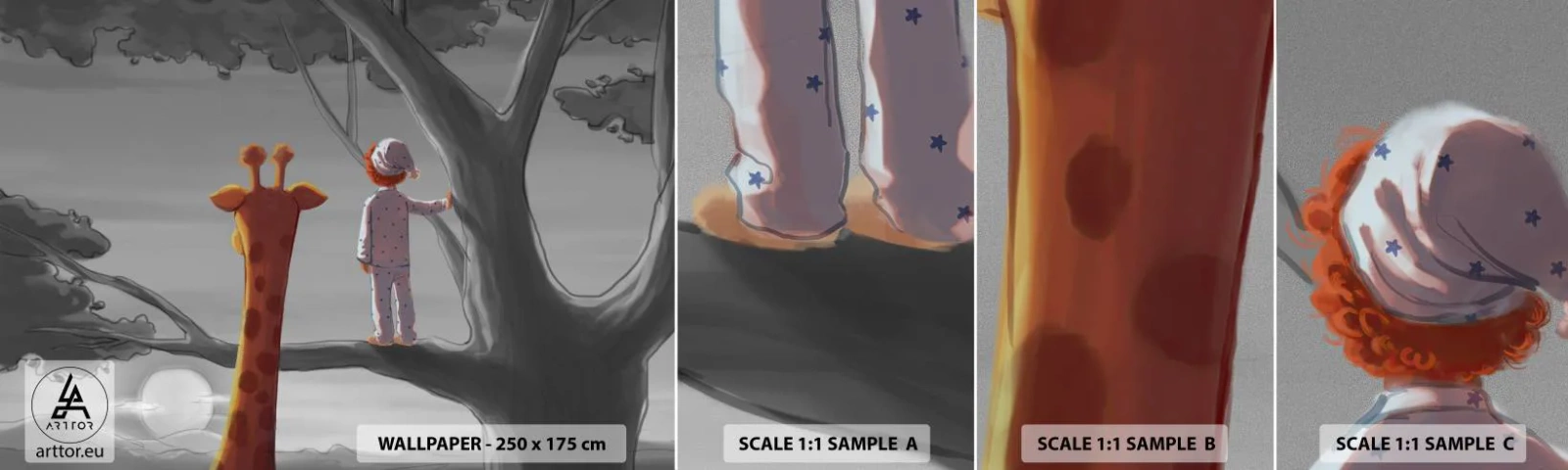 Photo Wallpaper Sample Standard Eco - This Is Really Happening - Giraffe, Children's, Dream - 100x30 cm