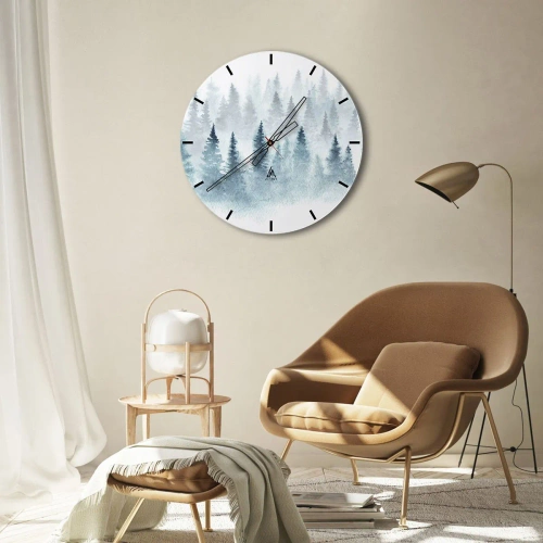 Wall clock - Clock on glass - Wrapped up in a Fog - 40x40 cm