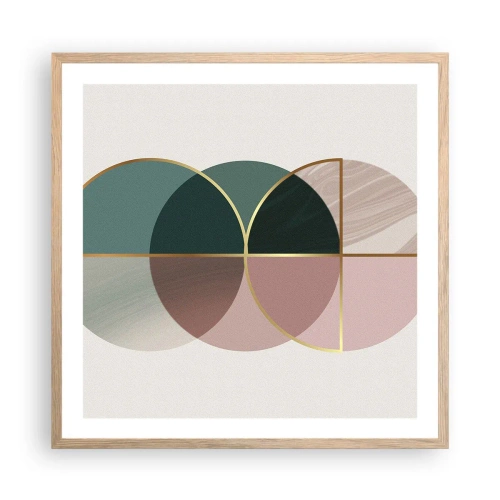 Poster in light oak frame - Circle after Circle - 60x60 cm