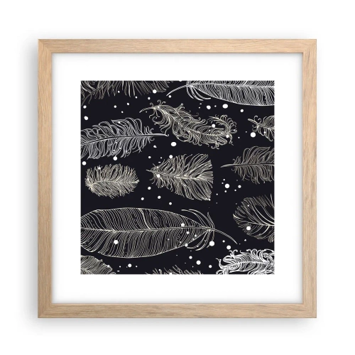 Poster in light oak frame - Feathery Lace - 30x30 cm