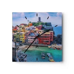 Wall clock - Clock on glass - Magical Mediterranean Town - 30x30 cm
