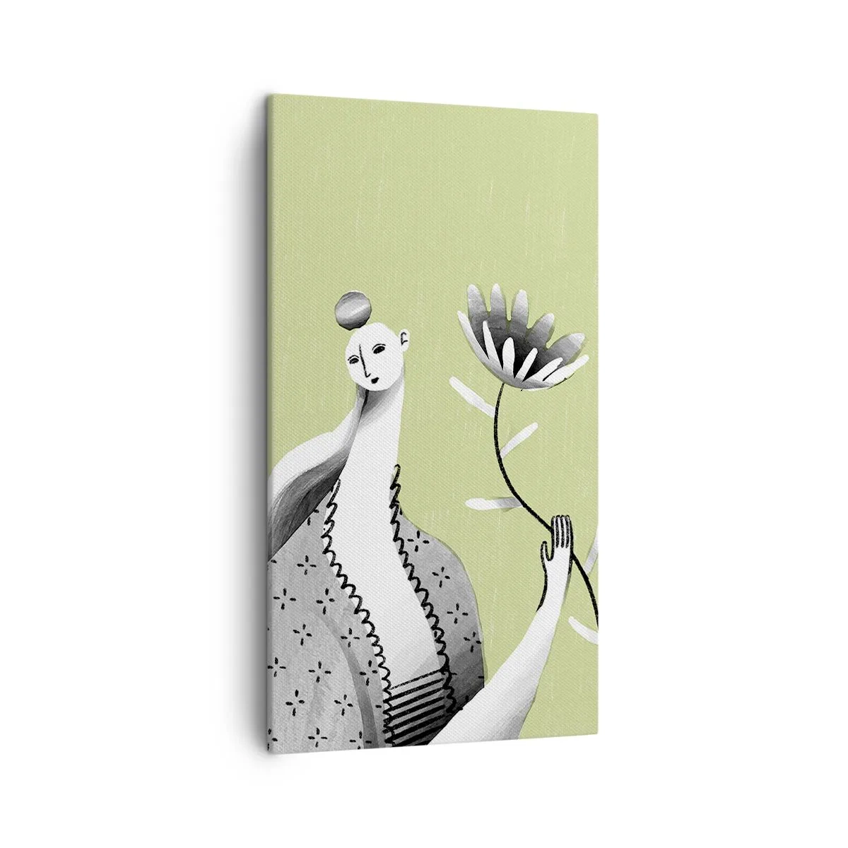 Canvas picture - Modernist Portrait - Holding a FLower - 45x80 cm