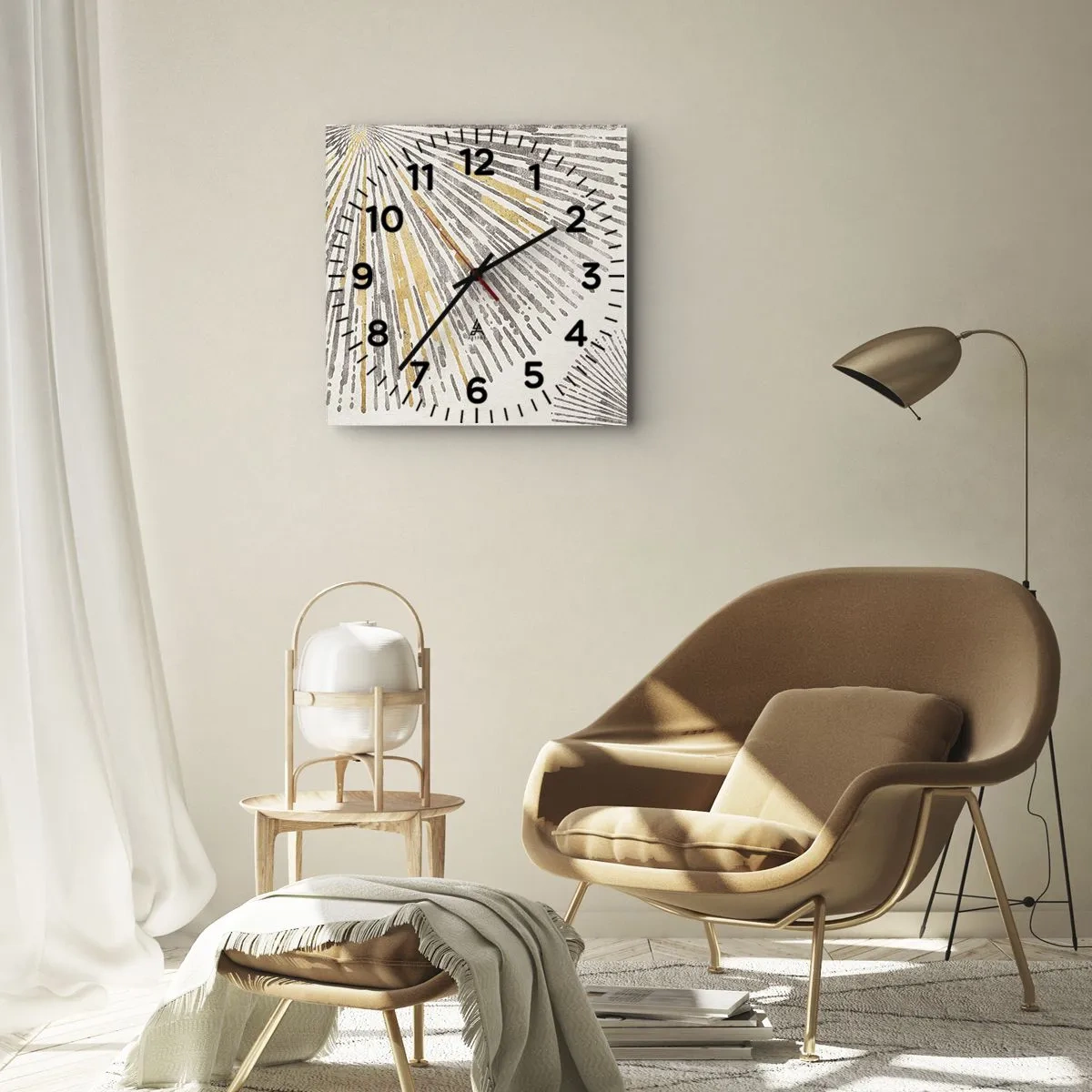 Wall clock - Clock on glass - Beauty of a Ray - 40x40 cm