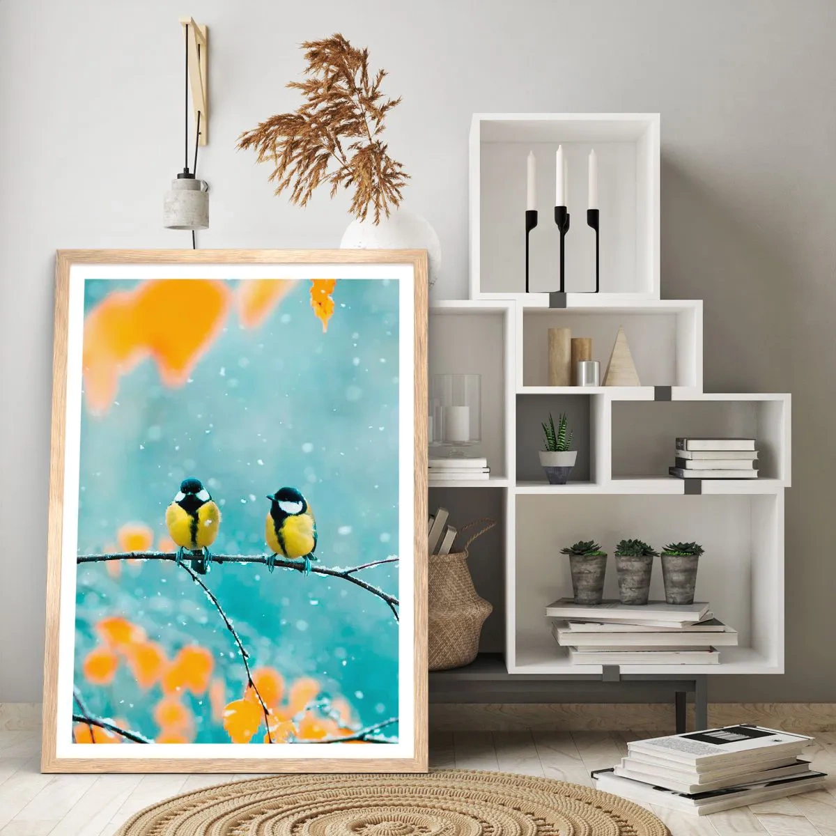 Poster in light oak frame - Birdy Gossip - 50x70 cm