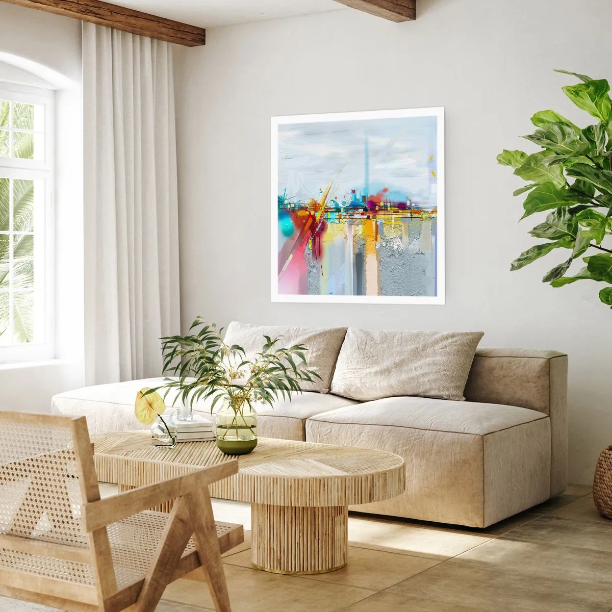 Poster - Bridge of Joy over the River of Life - 60x60 cm