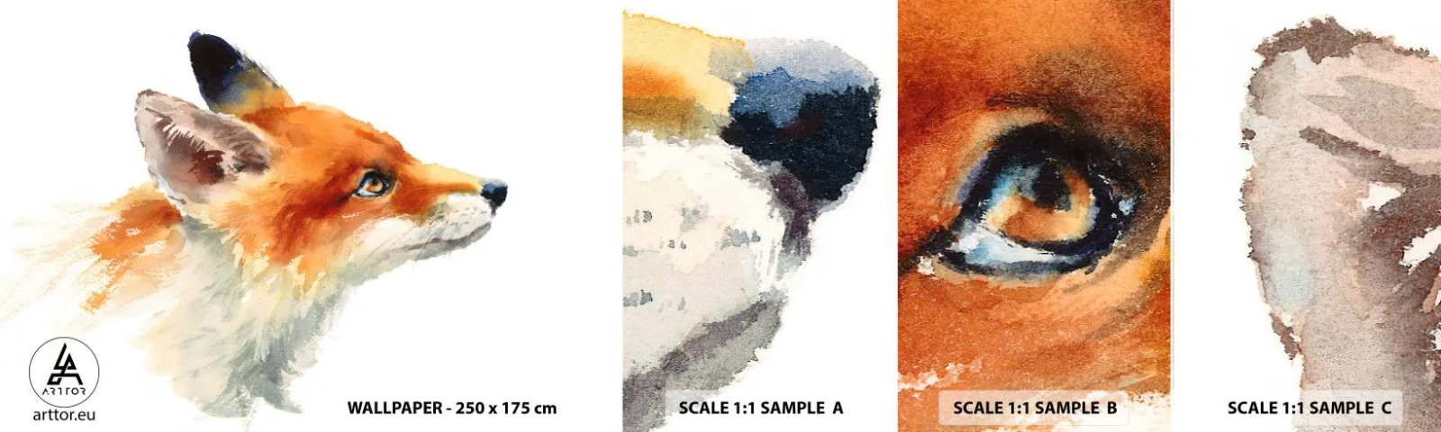 Photo Wallpaper Sample Standard Eco - Never Too Careful - Animals, Fox, Abstraction - 100x30 cm