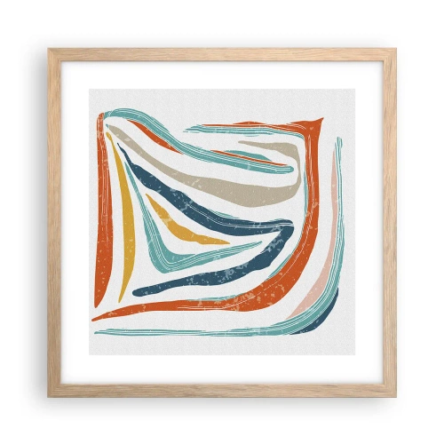 Poster in light oak frame - Abstract with a Friendly Smile - 40x40 cm