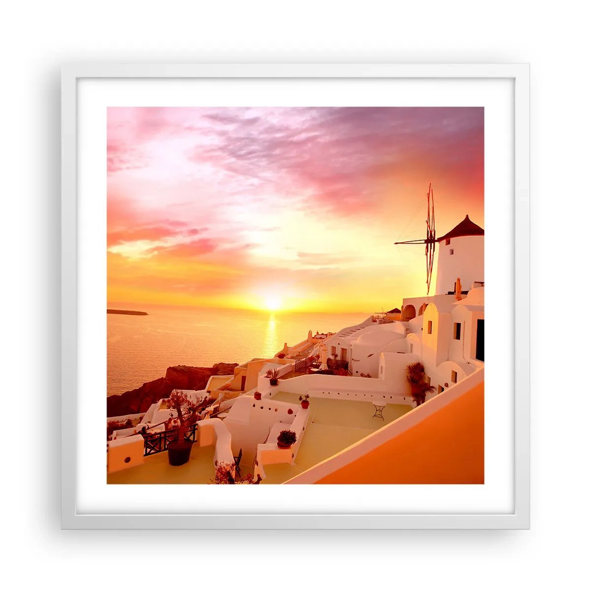 Poster in white frmae - Melting in White and Gold - 50x50 cm
