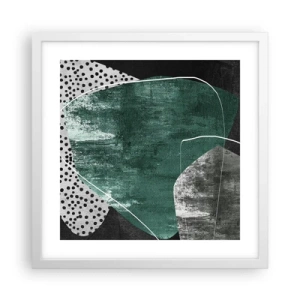Poster in white frmae - Colourful Abstract with a Golden Petal - 40x40 cm