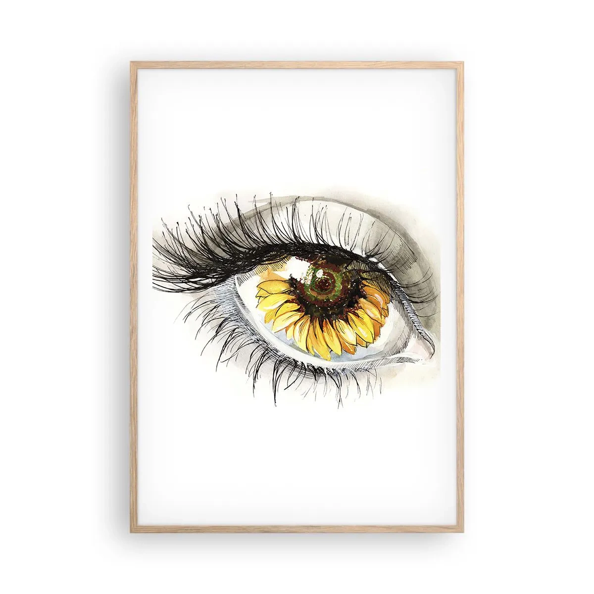 Poster in light oak frame - Look Hot As a Summer - 70x100 cm