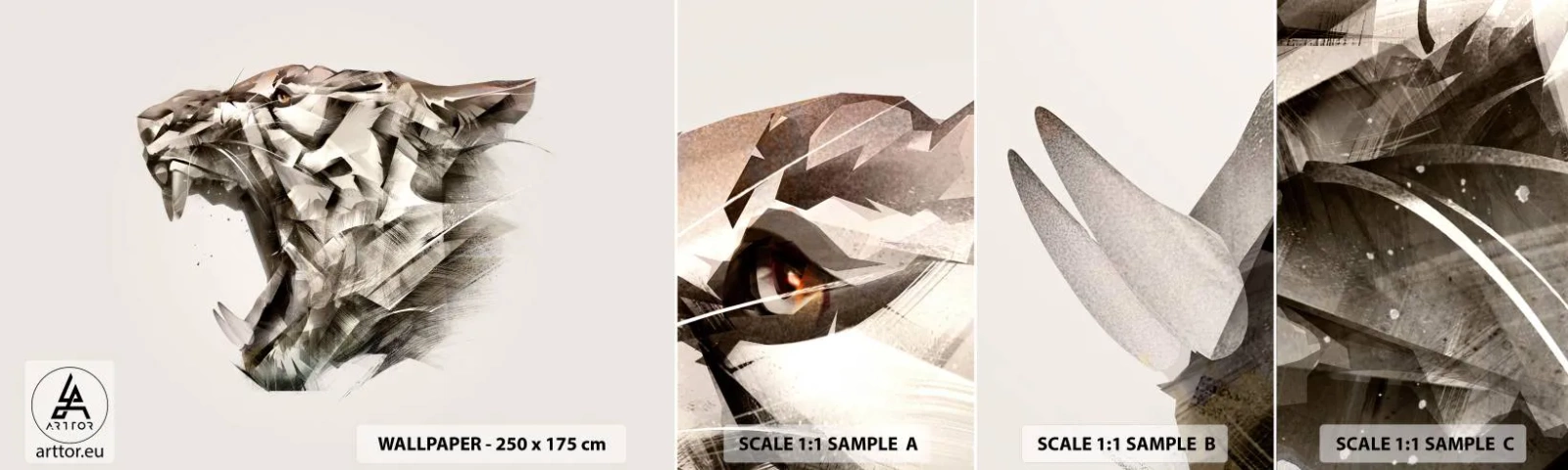 Photo Wallpaper Sample Self-Adhesive Deluxe Sticker - You Know Who Is in Charge - Abstraction, Tiger, Animals - 100x30 cm