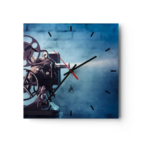Wall clock - Clock on glass - Once Upon a Time at the Cinema - 30x30 cm