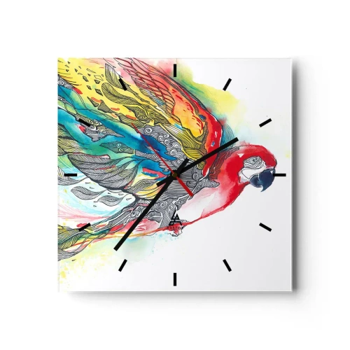 Wall clock - Clock on glass - Live Colourfully - 40x40 cm