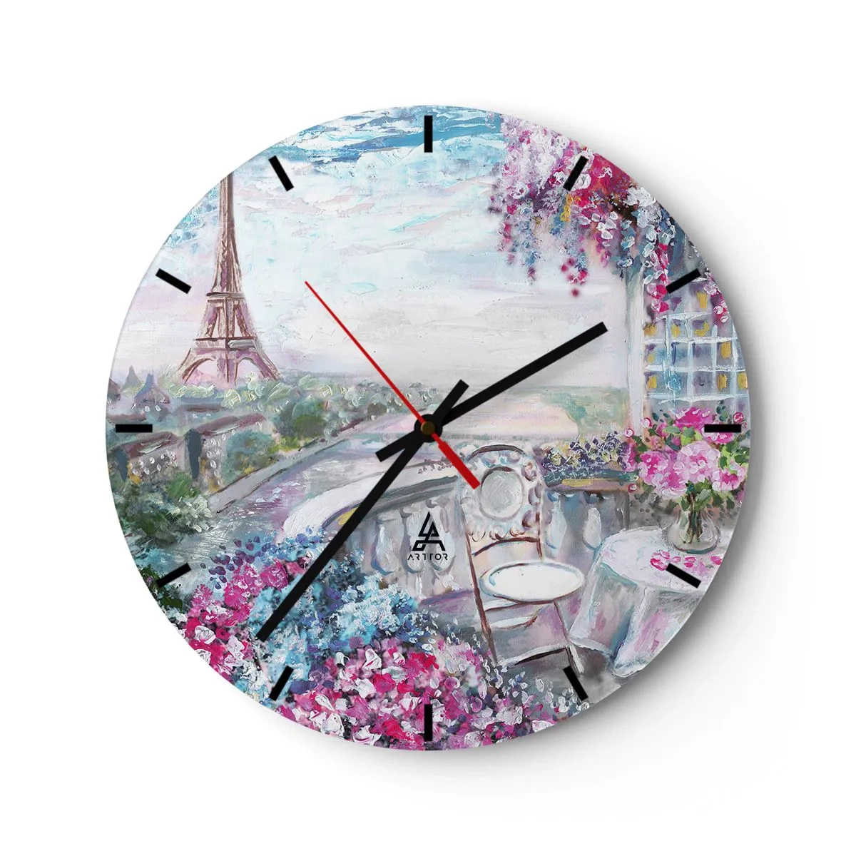 Wall clock - Clock on glass - Come Visit in May - 40x40 cm