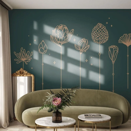 Self-Adhesive Photo Wallpaper Deluxe Sticker - The Herb Family - Flowers, Art Deco, Minimalistic - 250x175 cm