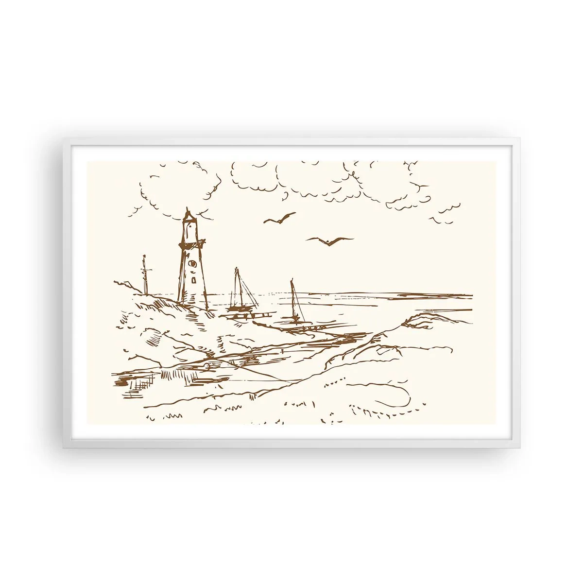 Poster in white frmae - Outline of a Summer Postcard - 91x61 cm