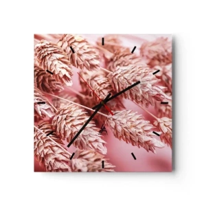 Wall clock - Clock on glass - Flowery Cascade in Pink - 40x40 cm