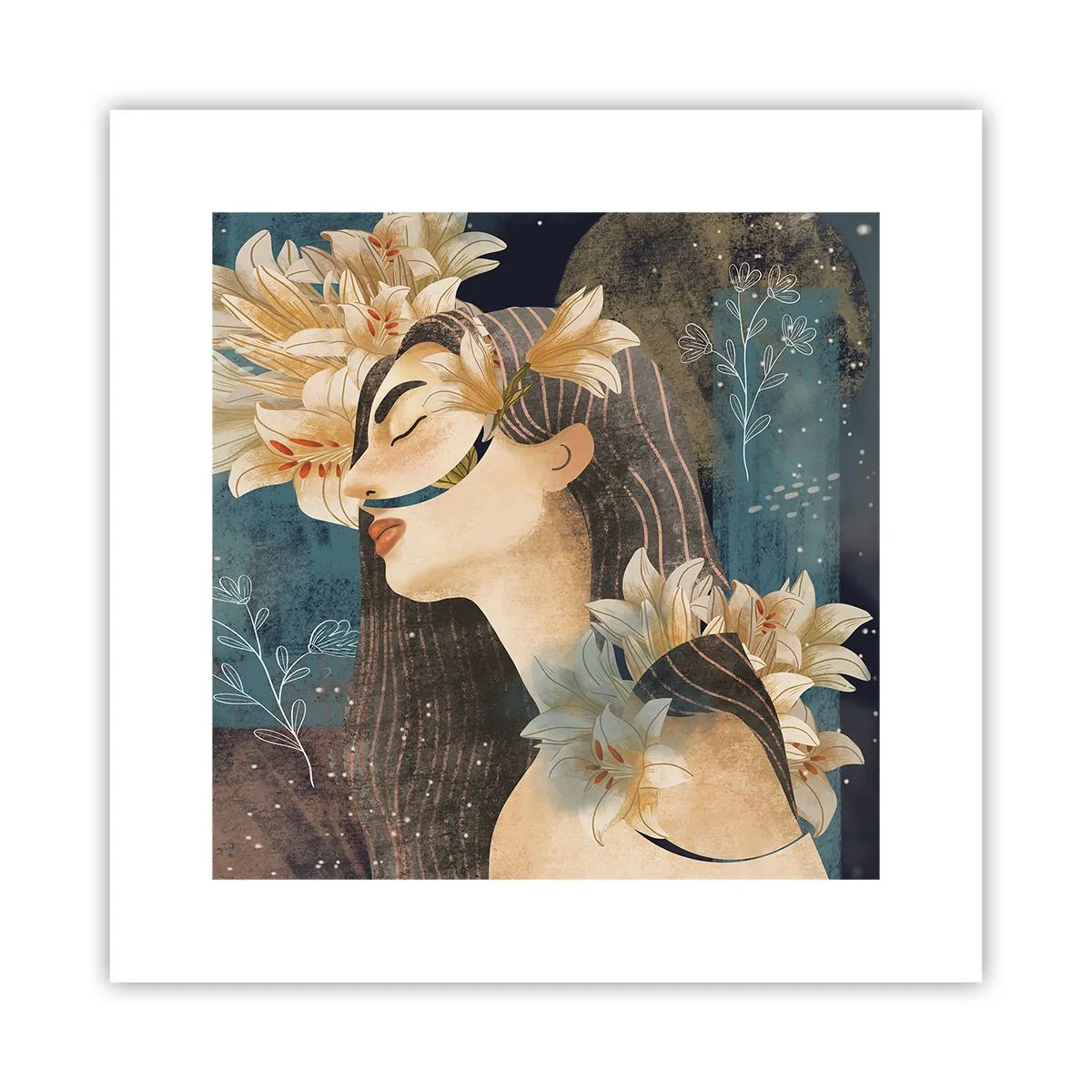 Poster - Tale of a Queen with Lillies - 30x30 cm