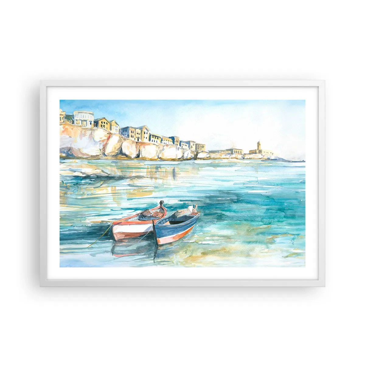 Poster in white frmae - Landscape in Azure - 70x50 cm