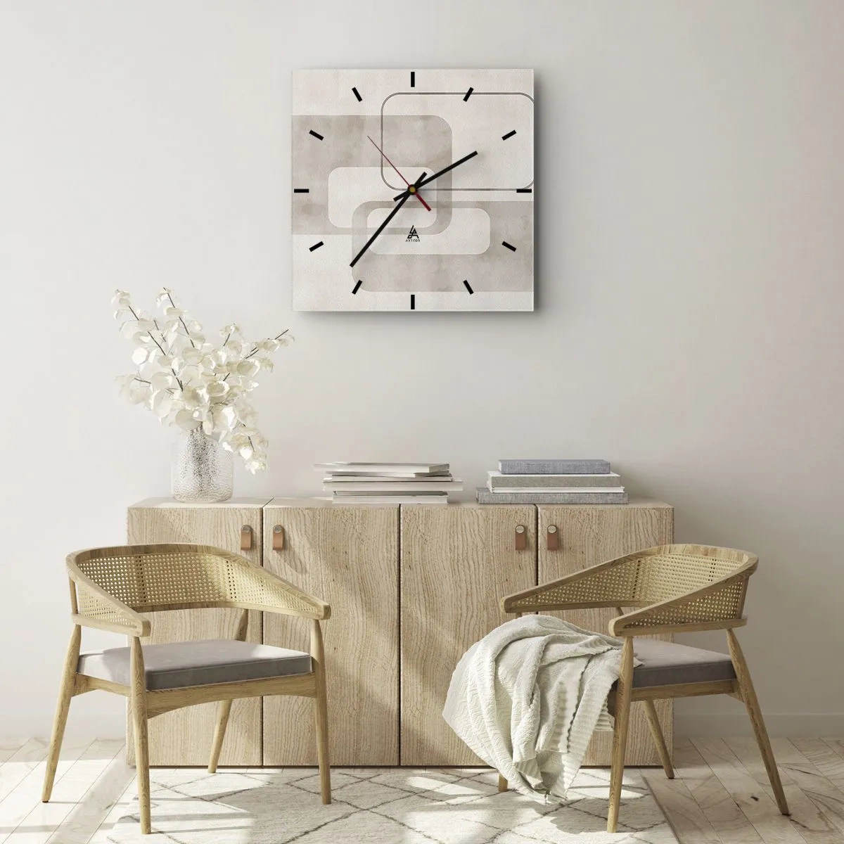 Wall clock - Clock on glass - Geometrical Grout - 40x40 cm