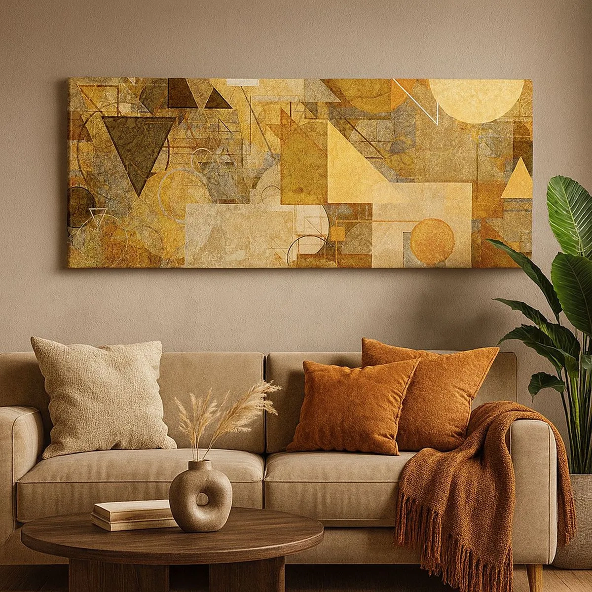 Canvas picture - Cubist Study in Brown - 100x40 cm
