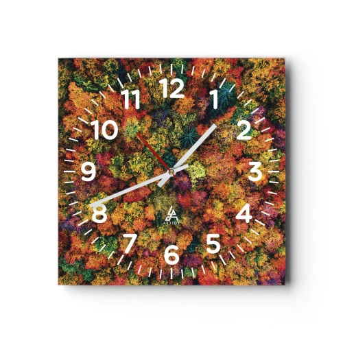 Wall clock - Clock on glass - Bouquet of Autumn Flowers - 40x40 cm
