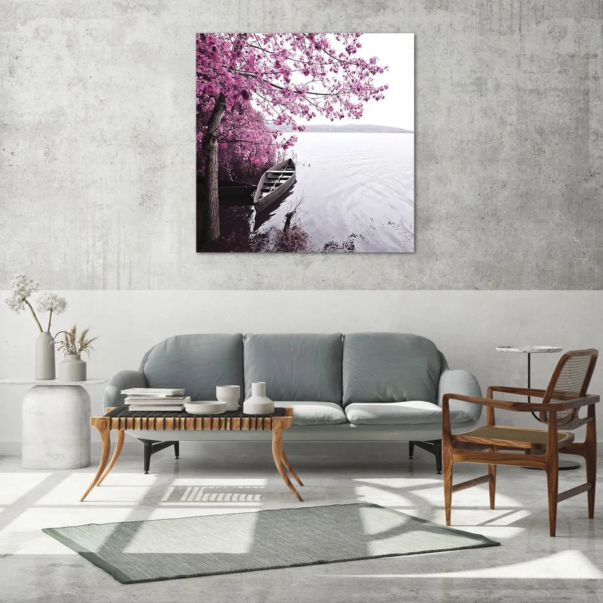 Glass picture - In Pink Silence - 70x70 cm