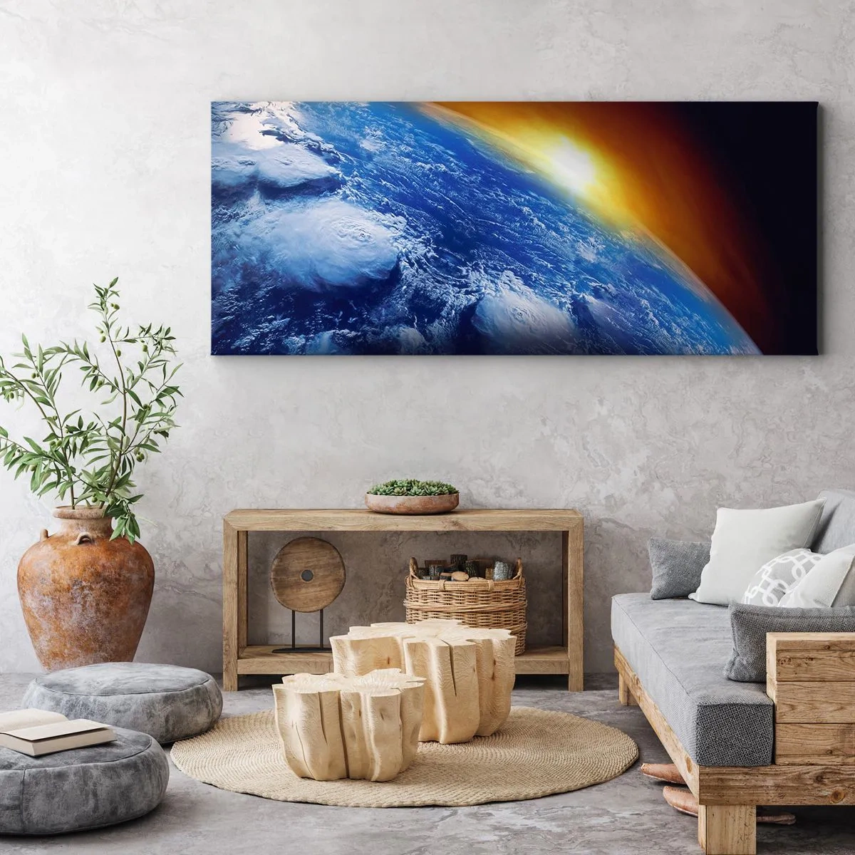 Canvas picture - Sunrise by the Blue Planet - 120x50 cm