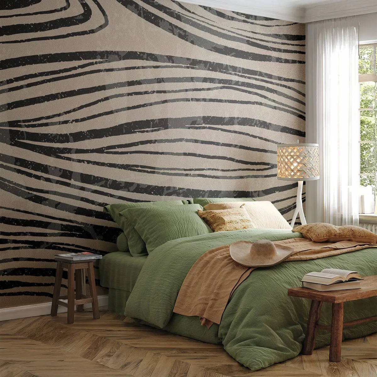 Photo Wallpaper Premium Sand - Spillover of Lines - Abstraction, Lines, Modern - 250x175 cm