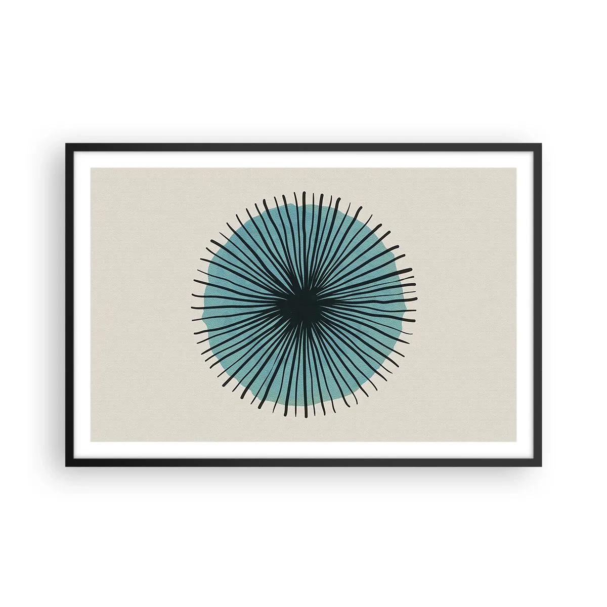 Poster in black frame - Rays on Blue - 91x61 cm