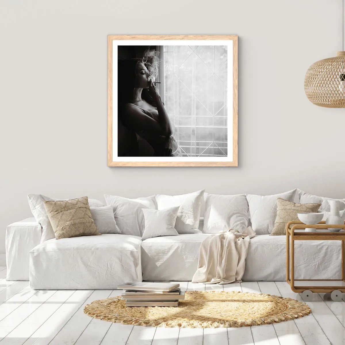 Poster in light oak frame - Sensual Moment - 40x40 cm