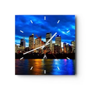 Wall clock - Clock on glass - Night of Lights and Colours - 30x30 cm