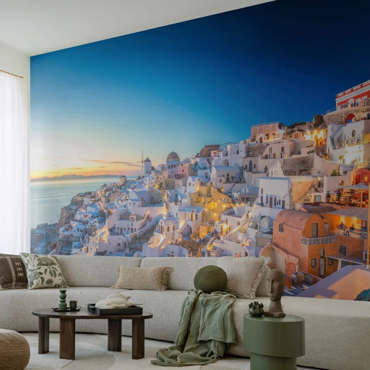 Photo Wallpaper Premium Sand - Essence of Greekness - Santorini, Architecture, Greece - 100x70 cm