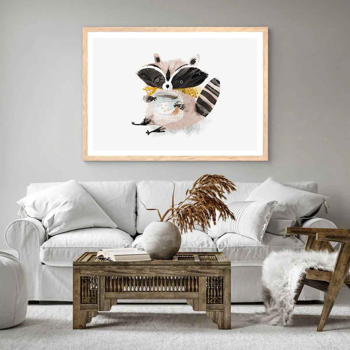 Poster in light oak frame - My Friend Raccoon - 91x61 cm