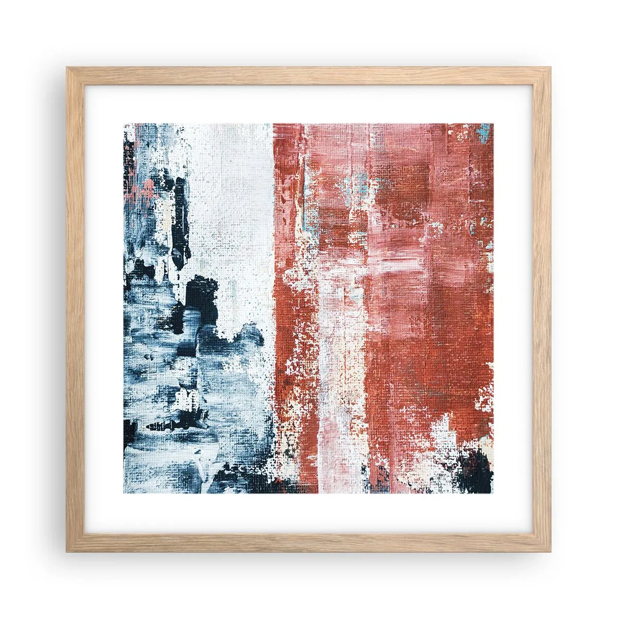 Poster in light oak frame - Abstract Fifty Fifty - 40x40 cm