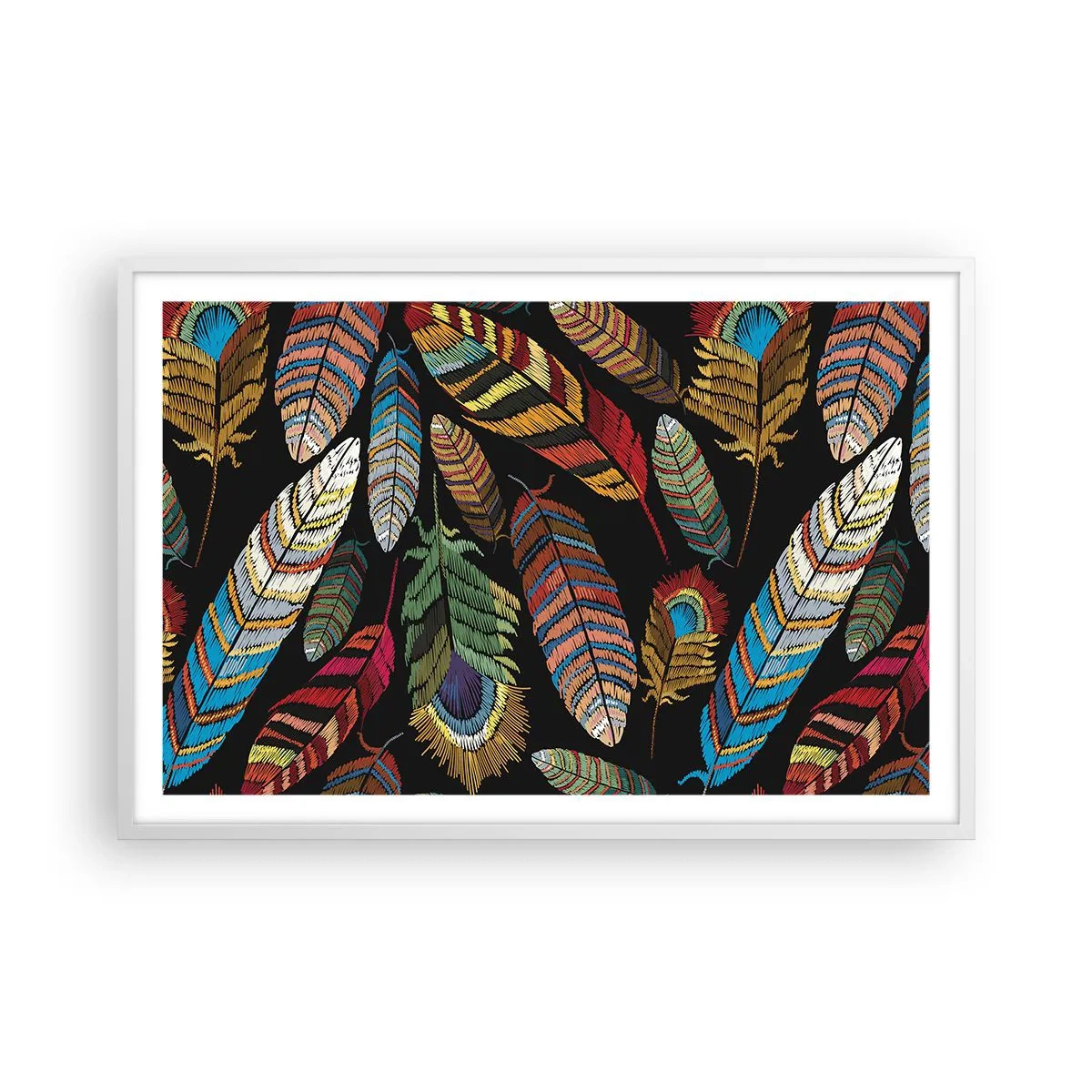 Poster in white frmae - Bird Carnival - 91x61 cm